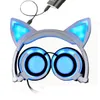 Qualità Kids Night Club Cosplay Cat Ear Cuffie pieghevoli per bambini Gaming Cuffie LED Ear Auricolari per PC Laptop Computer + MIC USZ167