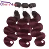 Body Wave Burgundy Bundle Brasilian Vergine Ombre Human Weave 12-26 pollici a buon mercato Radici scure a buon mercato 1B 99J estensioni colorate ondulate 3pc