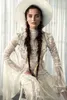 meital zano medieval wedding dresses with bell long sleeves vintage crochet lace high neck gothic queen bridal wedding gowns