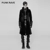 Trench da uomo Trench Punk Rave Uniform Rock Black Spessore stile medio-lunghezza Giacca da uomo Gothic Cosplay lungo cappotto a vento