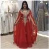 Turquoise Moroccan Kaftan Beads Evening Dresses v neck Long Sleeves Lace Appliques Tulle Belt Arabic Muslim prom gowns Special Occasion