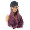 Women Girl Long Curly Wig Synthetic Hairpiece Hair Extension med baseballmössa Fashionabla antiultraviolet Sun Hat Streetwear3723893
