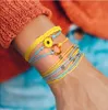 Kız 4 Parça Set Yeni El Yapımı Papatya Charm Örgü Halat Vsco Kız Dostluk Bilezik Boho Ayarlanabilir Renkli Lucky Zinciri Bilezikler Takı