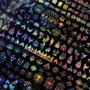 Holographic Nail Art Foil Transfer Stickers Geometric Flame Dandelion Panda Bamboo Holo Nails Sticker Water Slide Decals 4*100cm/Roll