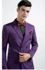 Przystojny Purpurowy Groom Tuxedos Double-Breasted Groomsmen Ślub Tuxedos Popularne Mężczyźni Formalna Kurtka Prom Blazer (Kurtka + Spodnie + Krawat) 38