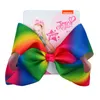 Jojo arco-íris cabelo arcos 8 polegadas xadrez siwa clipes acessórios para crianças crianças moda colorido grande bebê meninas fita headwear