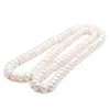 Design 10-11mm 82 cm perle d'eau douce blanche grand pain cuit à la vapeur perles rondes collier de perles chaîne de pull bijoux de mode 298y