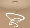 Café preto branco quadro anel moderno led chandeliers luzes de pingente alumínio para sala de jantar sala de suspensão iluminação lâmpada de suspensão decoração de casa luminárias