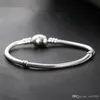 1pcs Drop Shipping Factory Silver Plated Heart Bracelets Snake Chain Fit for pandora Bangle Bracelet Women Children Gift B002