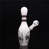 8in Height Bowling Glass Bong with White pattern bowl & Glass needle Glass Smoking Pipes Hookahs Global delivery
