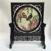 Gratis DHL Traditionell kinesisk stil dekoration Skrivbord Tillbehör Heminredning Tabell Ornament Silke Hand Broderi Mönster med Ebony Frame Gift