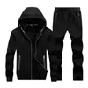 O-Neck Fashion New Winter Män Set Hooded Sporting Suit Jacka + Pant Sweatsit 2pc Tjocken Sportkläder Män Tracksuit Set Clothing Trend