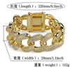 Bracciale a maglie cubane ghiacciate in oro da 28 mm Bling Bling Bracciali con zirconi cubici placcati in oro 18 carati da 8,5 pollici Hip Hop, 162g