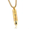 Wholesale- luxury unscrewed paper holder religious cross cool bullet design stainless steel men pendant necklace