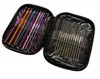 アルミニウムハンドルかぎ針編みフックエルゴノミックニットニット針織りヤーン22個/ PUレザーバッグDIYブレスレットスカーフセーターキット