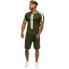 LNCDIS Sport Dünne Sets Casual Herren Anzüge Herren Sommer Freizeit Mode Farbe Kollision Kurzarm Shorts Männer Trainingsanzug Set Q1