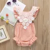 Baby meisje kleding kant bandage baby rompertjes effen kleur peuter jumpsuits mouwloze pasgeboren klimming kleding zomer kinderkleding DHW3701