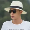 Nieuwe vrouwelijke sombreros mannen zomer hoed klassieke zwarte gordel panama sunhats jazz hat strand hoeden voor vrouwen chapeau de paille femme