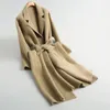 Bahar kadın ceket rahat katı renk kemer dekoratif hırka ceket
