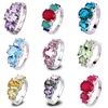 Wholesale- Dazzling Oval Cut Blue Pink Zircon Silver Ring Size 7 8 9 10 11 12 13 For Women Party Fashion Jewelry Gifts