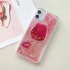 Kırmızı Dudak Şarabı Cam Tasarım Glitter Sıvı Quicksand Case için iPhone 11 Pro MAX 11 XS MAX XR X 8 7 6 PLUS2645676