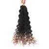 18 pouces ondulés sénégalais torsion crochet cheveux tresses vague se termine 15 supports / paquet synthétique extension de cheveux bouclés tressage cheveux pour les femmes noires LS32