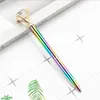 New Big Diamond Crystal BallPoint Pennor Rainbow Metal Gradient Pen Skolkontor Skriva Tillbehör Business Pen Stationär Studentgåva GD307