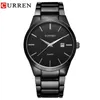 Curren 8106 Heren 30m Waterdichte Sport Casual Horloges Heren Uur Datum Maand Roestvrij Staal Quartz Horloges Relogio Feminino Zwart Y1237i