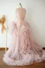 Pink Tulle Maternity Sleepwear Photo Shoot Props Pregant Women Birthday Bridal Wraps Kimono Floor Length Dress Plus Size