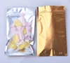 Leotrusting 100pcs/lot Flat Bottom Clear Front Gold Back Zip Bag Resealable Plastic Zipper Bag Sugar Tea Nuts Home Supplies Storage Bags