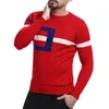 Fashion-Mens tröja med 2 färger Färg matchande Jumpers Slim Långärmad Stickad Pullover Broderi Man Knitwear