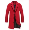 Wholesale  - 新しい男性の赤いウールのブレンドスーツデザインウールコートメンズカジュアルトレンチコートデザインプラスサイズ5xlスリムフィットオフィススーツジャケット