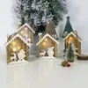 Christmas Decorations 2021 Tree Wooden Embellishment Hut With Light Hanging Ornaments Holiday Gift1