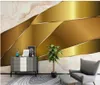 リビングルームゴールド幾何学的壁紙背景のための3D壁画の壁紙の背景抽象的な宇宙金属壁画