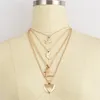 Guld Multilayer Necklace Maple Leaf Farao Pyramid Heart Necklace Wrap Halsband Pendant Stackningar Kvinnor Modesmycken