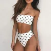 Plavy 2020 retro sexy geel gestreepte strapless bandeau biquini cut hoge taille zwemmen badpak badpak badmode vrouwen bikini