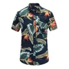 Hommes décontracté hawaïen à manches courtes fleur chemise hommes coupe régulière été flamants roses coton hommes chemises Plus S-3XL 2018