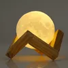 UE3D008 Rechargeable 3D Print Moon Lamp 2 Color Change Touch Switch Bedroom Bookcase Night Light Home Decor Creative Gift