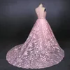 2020 Gotyckie Różowe Nigerii Koronki Suknie Ślubne Odpinany Pociąg Wysoka Neck See Chociaż Top Berta Suknia Ślubna Południowoafrykańskie Suknie Ślubne