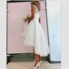 Biała Wysoka Niska Herbata Długość Plaża Krótkie Suknie Ślubne Ruched Organza Sweetheart Front Krótki Długie Back Bride Suknie Ślubne Suknie