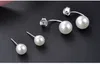 Boucles d'oreilles en argent sterling S925, haute qualité, mode de luxe, classique, double face, perle, pour femmes, 1221777