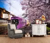 Train cherry blossom TV background wall wallpaper for walls 3 d for living room