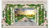 Customized 3d mural wallpaper photo wall paper Fantasy flower vine European Roman column boardwalk beautiful landscape background mural