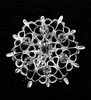 1.55 Inch Sparkly Silver Tone Clear Rhinestone Crystal Diamante Round Shape Flower Party Brooch Pins