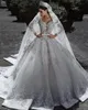 2019 Yeni Lüks Dantel Balo Gelinlik V Boyun Dantel Kristal Gelin Törenlerinde robe de mariée Artı Boyutu Uzun Kollu Gelinlik Özel