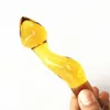 Vahppy Yellow Glass Crystal Dildo Penis Anal Plug Sex Toys Adult Products Women Masturbation Device G-spot Massage Stick Ap02036 Y19061802