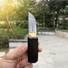 Promotion Small VG10 Damascus Steel Drop Point Blade Ebony Handle Mini Collectalble Knife With Wood Sheath