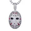 Hip Hop Iced Out Bling Cubic Zirconia Jason Mask Halsband hängen för män smycken med tennis chain4949419