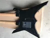 Double Neck Black Body 6 + 12 Stränger Elektrisk gitarr med fast bro, Maple Fingerboard, kan anpassas