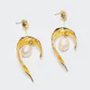 Wholesaldangle earrings for women luxury designer pearls C dangling earrings fashion gold ear dangles jewlery accessories love birthday gift